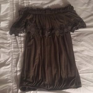 Olive colored off the shoulder top